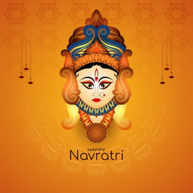 Mutlu Durga puja ve Navratri Hint festivali zarif tebrik kartı vektörü