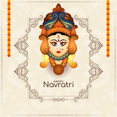 Mutlu Durga puja ve Navratri geleneksel Hint festivali kutlama kartı vektörü