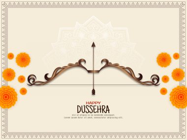 Mutlu Dussehra dini Hint festivali kutlama kartı vektörü