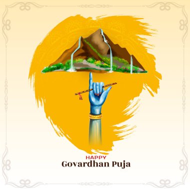 Happy Govardhan puja Indian traditional festival background vector clipart