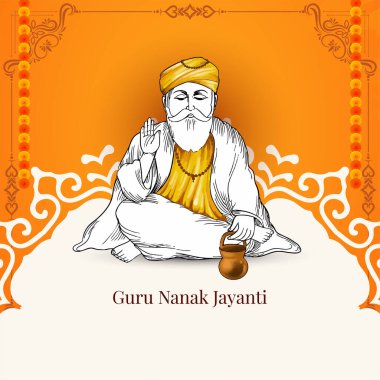 Mutlu Guru Nanak jayanti punjabi sih festivali arka plan vektörünü selamlıyor