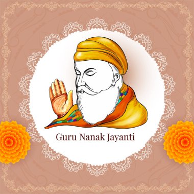 Mutlu Guru Nanak jayanti kültürel Punjabi festivali tebrik kartı vektörü