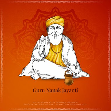 Mutlu Guru Nanak jayanti punjabi sih festivali arka plan vektörünü selamlıyor