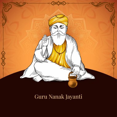 Mutlu Guru Nanak jayanti geleneksel sih festivali kartı vektörü