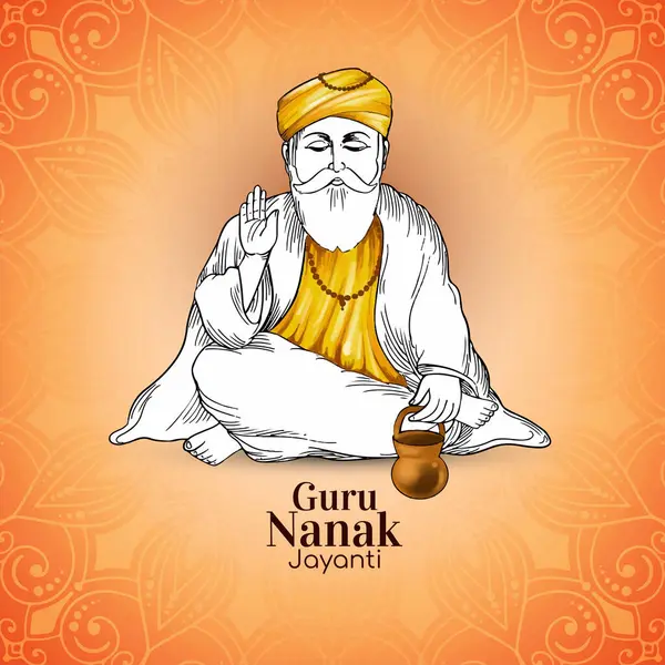 Mutlu Guru Nanak jayanti punjabi sih festivali arka plan vektörünü selamlıyor