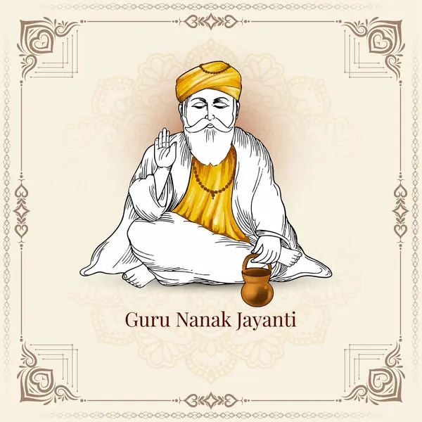 Mutlu Guru Nanak jayanti dini festival arka plan vektörü