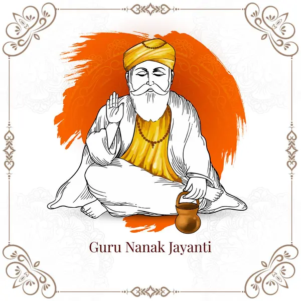 Mutlu Guru Nanak jayanti geleneksel sih festivali kartı vektörü