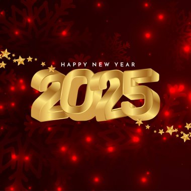 Altın metin vektörüyle 2025 'in yeni yılı kutlu olsun.
