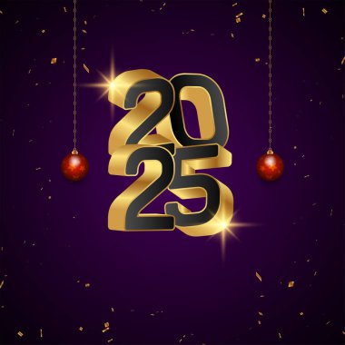 Altın metin vektörüyle 2025 'in yeni yılı kutlu olsun.