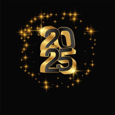 Mutlu yıllar 2025 kutlama tebrik kartı arkaplan vektörü