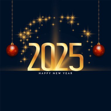 Modern Mutlu yıllar 2025 metin zarif selamlama arkaplan vektörü