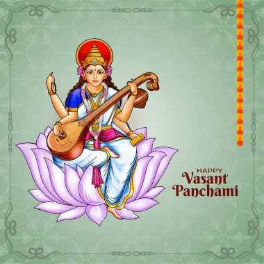 Mutlu Vasant Panchami dini Hint festivali arkaplan vektörü