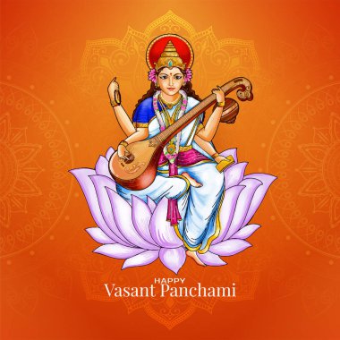 Mutlu Vasant Panchami kültürel Hint festivali tebrik kartı vektörü