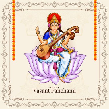 Dini Mutlu Vasant Panchami Hint Festivali arka plan vektörü