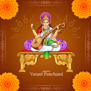 Mutlu Vasant Panchami dini Hint festivali arkaplan vektörü
