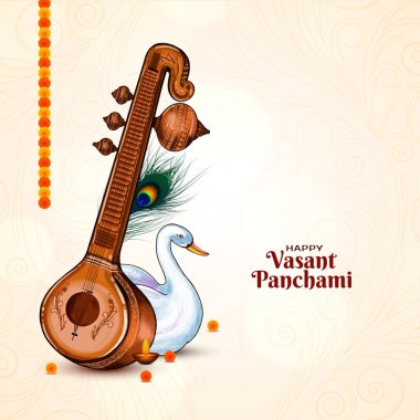 Mutlu Vasant Panchami Hint Kültür Festivali arka plan vektörü