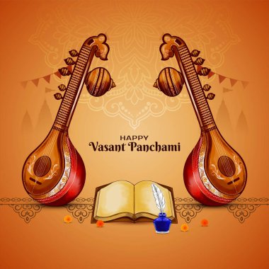 Mutlu Vasant Panchami kültürel Hint festivali zarif bir selamlama arka plan vektörü