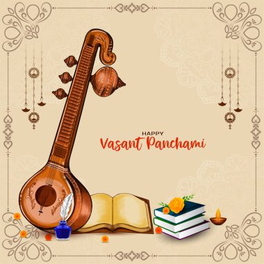 Happy Vasant Panchami Indian cultural festival celebration background vector clipart