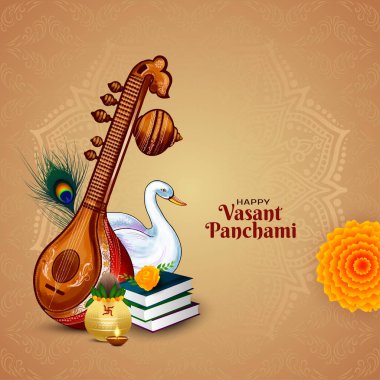 Mutlu Vasant Panchami kültürel Hint festivali zarif bir selamlama arka plan vektörü