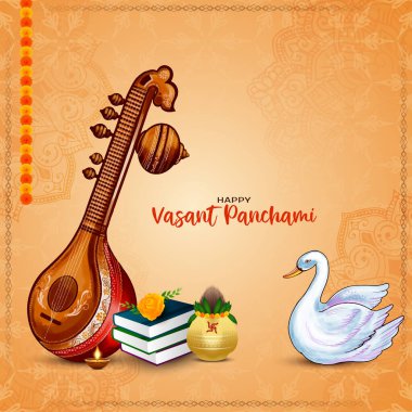 Mutlu Vasant Panchami kültürel Hint festivali zarif bir selamlama arka plan vektörü