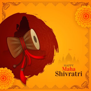 Mutlu Maha Shivratri Lordu Shiva Hint festivali arka plan vektörüne tapıyor.