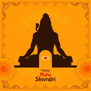 Mutlu Maha Shivratri Lordu Shiva Hint festivali arka plan vektörüne tapıyor.