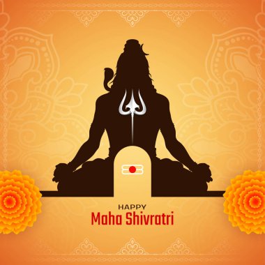 Mutlu Maha Shivratri Lordu Shiva Hint festivali arka plan vektörüne tapıyor.