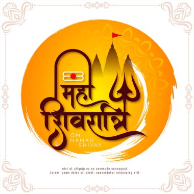 Mutlu Maha Shivratri Lordu Shiva Hint festivali dini kart vektörüne tapıyor.