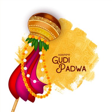 Mutlu Gudi Padwa Hint Festivali Dini zarif kart vektörü