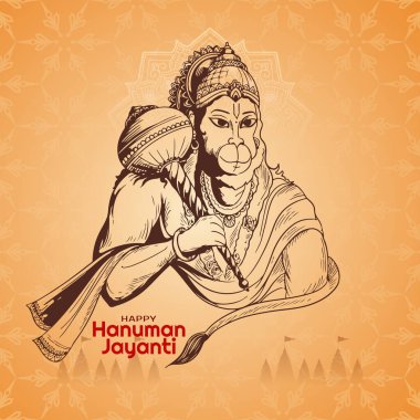 Dini Happy Hanuman jayanti kutsal Hint festivali arka plan vektörü