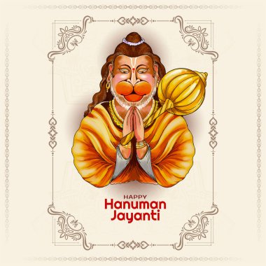 Mutlu Hanuman Jayanti Hint dini festivali dekoratif kart vektörü