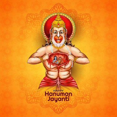 Mutlu Hanuman Jayanti Hint tarihi festivali kutsal arka plan vektörü