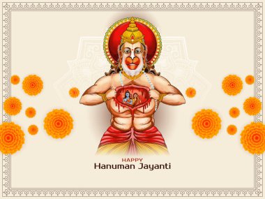 Mutlu Hanuman Jayanti Hint dini festivali dekoratif kart vektörü