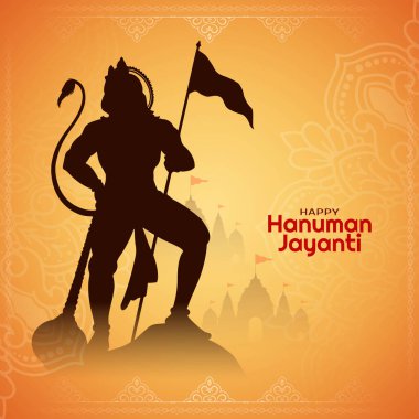 Mutlu Hanuman Jayanti Hint dini festivali dekoratif kart vektörü