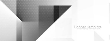Modern geometrik siyah ve gri trend bayrak tasarım vektörü