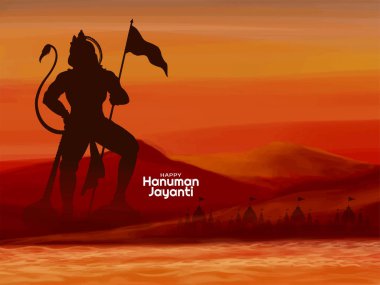 Zarif Mutlu Hanuman Jayanti Hint festivali tebrik kartı vektörü