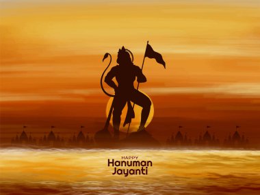 Mutlu Hanuman Jayanti geleneksel Hint festivali kart tasarım vektörü