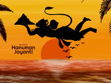 Dini Mutlu Hanuman Jayanti Hint festivali kartı vektörü