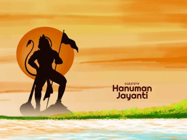 Mutlu Hanuman Jayanti kültür festivali kutlama kartı vektörü
