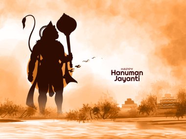 Zarif Mutlu Hanuman Jayanti Hint festivali tebrik kartı vektörü