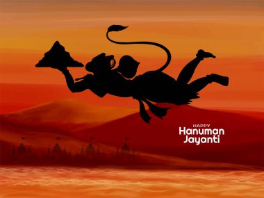 Dini Mutlu Hanuman Jayanti Hint festivali kartı vektörü