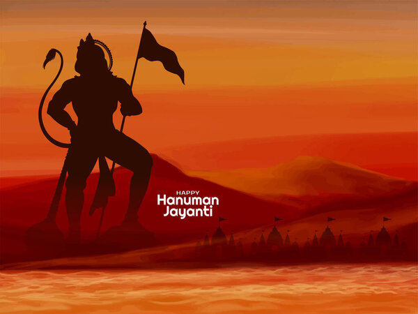 Elegant Happy Hanuman Jayanti Indian festival greeting card vector