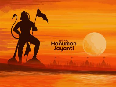 Mutlu Hanuman Jayanti kültür Hint festivali dini kart vektörü
