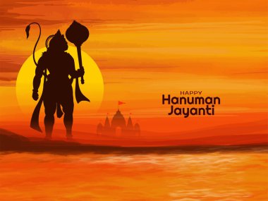 Geleneksel Hint festivali Mutlu Hanuman Jayanti tebrik kartı vektörü
