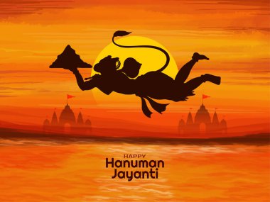 Güzel Mutlu Hanuman Jayanti Hint festivali kutlama kartı vektörü