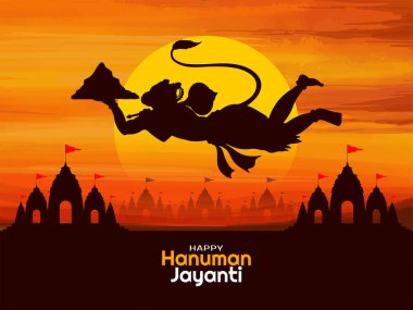 Güzel Mutlu Hanuman Jayanti Hint festivali kutlama kartı vektörü