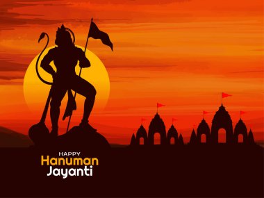 Mutlu Hanuman Jayanti kültür Hint festivali dini kart vektörü