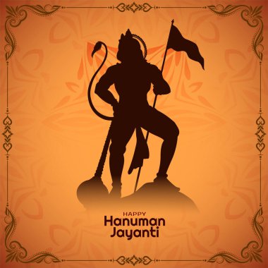 Güzel Mutlu Hanuman Jayanti Hint festivali kutlama kartı vektörü