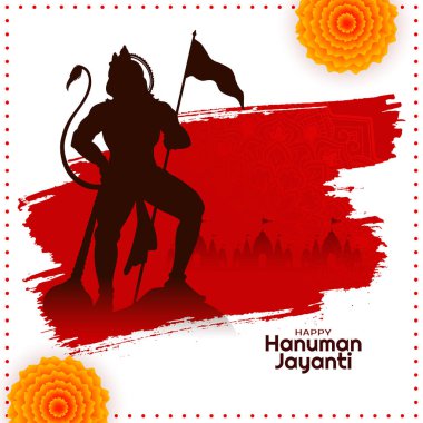 Mutlu Hanuman Jayanti kültür Hint festivali dini kart vektörü