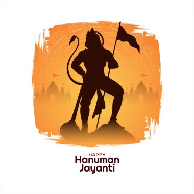 Güzel Mutlu Hanuman Jayanti Hint festivali kutlama kartı vektörü